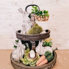 2 Tier Distressed Wood Tray