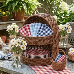 2 Tier Handled Woven Rattan Basket