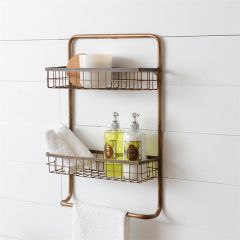 2 Tier Wall Basket Organizer With Towel Holder