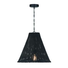 Rattan Taper Pendant Light Black 18 Inch