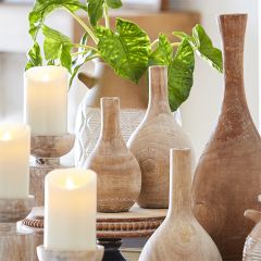 Paulownia Wood Bottle Vase Set of 2