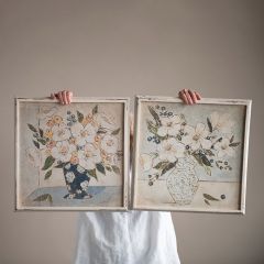 Flowers In Vase Wood Framed Wall Decor Set of 2