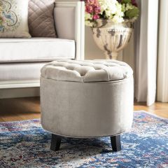 Round Tufted Storage Ottoman
