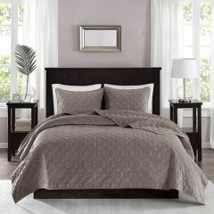 Faux Velvet Coverlet Set