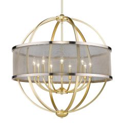 Olympic Gold 9 Light Chandelier with Pewter Shade