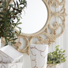 Whitewash Scroll Wall Mirror