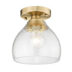 Textured Glass Dome Semi Flush Mount Light with Champagne Bronze Finish