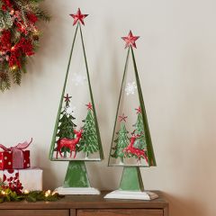 Tree With Winter Scene Cut Out Set of 2