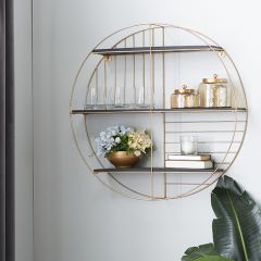 Modern Industrial Round Wall Display Shelf