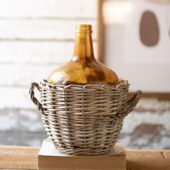 Wicker Wrapped Bottle Vase