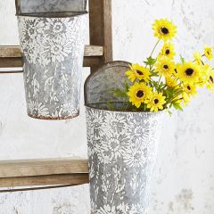 Floral Print Wall Bucket Planter Set of 2