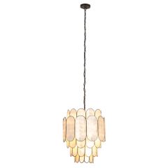 4 Tier Capiz Shell And Metal Chandelier Black