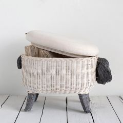 Lidded Woven Sheep Storage Stool