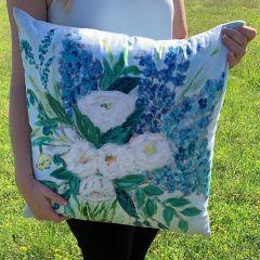 Modern Blues Floral Throw Pillow