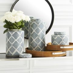 Quatrefoil Lidded Canister Set of 3