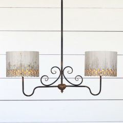 Metal And Wood 2 Light Chandelier