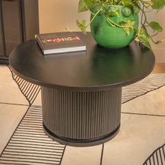 Round Ribbed Pedestal Coffee Table Black