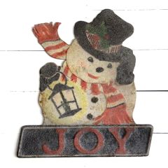 Metal Snowman Joy Wall Decor