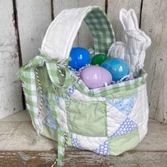 Green and Blue Gingham Quilted Easter Basket