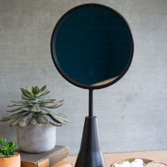Round Industrial Tabletop Vanity Mirror