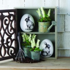 Decorative Eggs With Rabbit Motif Set of 2