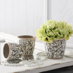 Rustic Patterned Ceramic Pots Set of 3