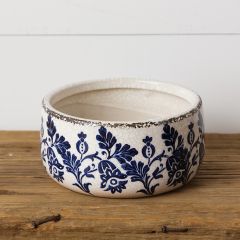 Distressed Floral Pattern Bowl Planter