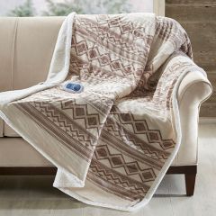 Neutral Southwest Pattern Heated Blanket
