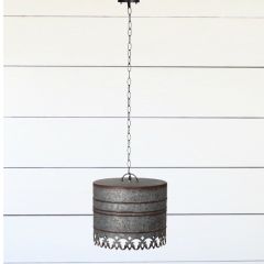 Galvanized Metal Drum Pendant Light