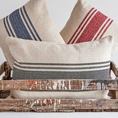 Cotton Canvas Pillow With Grey Stripes
