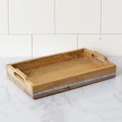 Metal Embellished Wood Tray