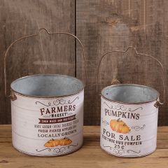 Pumpkins For Sale Farmers Market Pail Set of 2