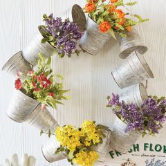 Galvanized Bucket Wreath