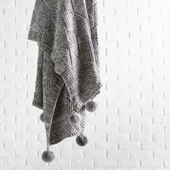Cozy Knitted Pom Pom Throw Blanket