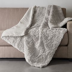 Textured Plush Throw Blanket Smoky