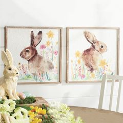 Textured Paper Rabbit Wall Art Set of 2