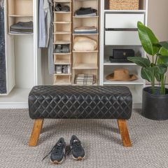 Diamond Stitched Leather Bench