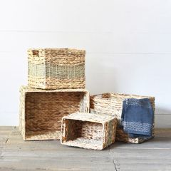 Water Hyacinth Square Baskets Set of 4