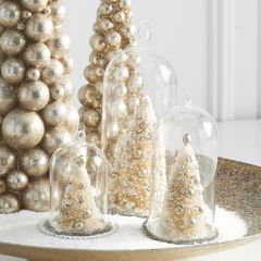 Bottlebrush Tree Glass Dome Ornament Set of 3