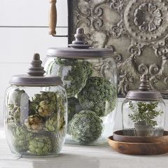Antique Style Glass Jars, Set of 3