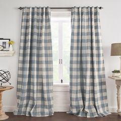 Chambray Buffalo Check Room Darkening Curtain Panel Set of 2 52x95