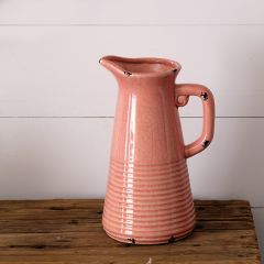 Tickled Pink Ceramic Pitcher Vase