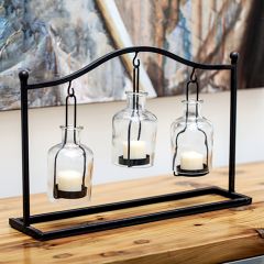 3 Bottle Lantern Centerpiece Display