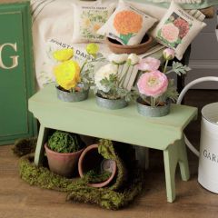 3 Bucket Wood Bench Planter Stand