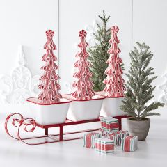 3 Dish Enameled Serving Sleigh