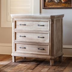 3 Drawer Marble Top Server Table