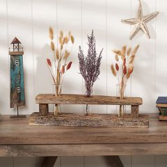 3 Glass Test Tube Vases in Wooden Holder