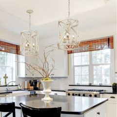 3 Light Antique Ivory Iron Pendant