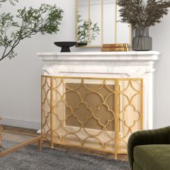 3 Panel Foldable Quatrefoil Fireplace Screen