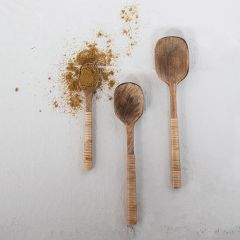 3 Piece Bamboo Handled Wood Spoon Set